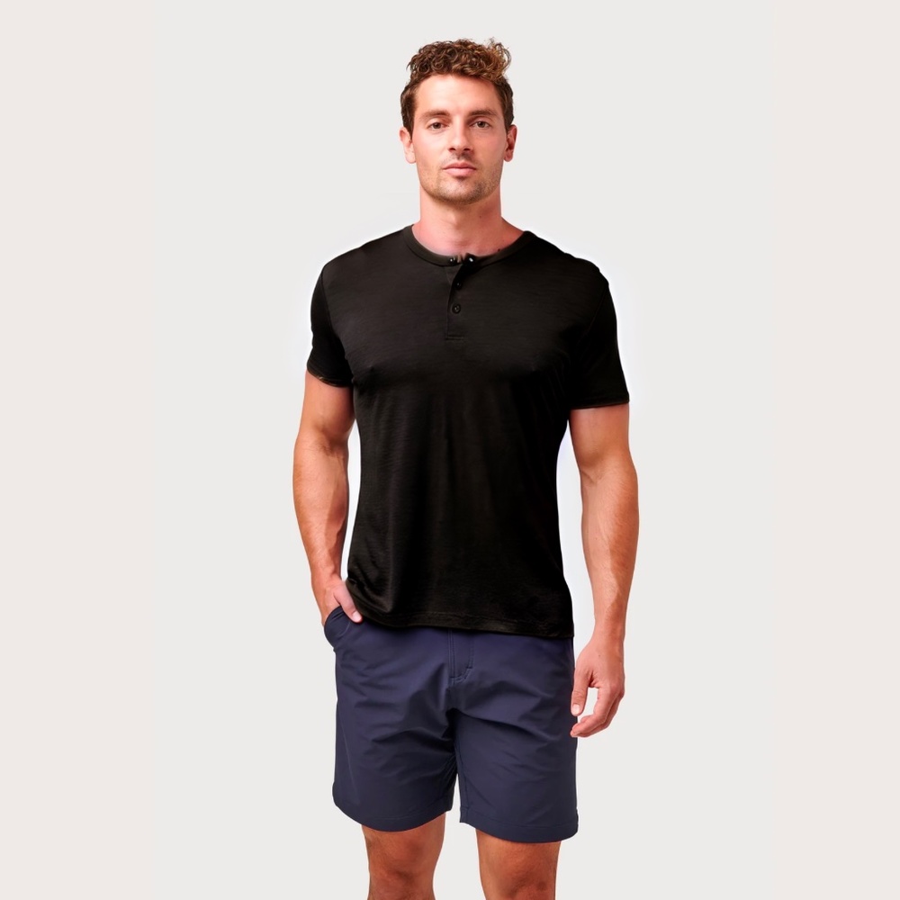 Olivers Convoy Short Sleeve Henley, Size XL, in Black